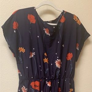 Navy floral bat-wing dress